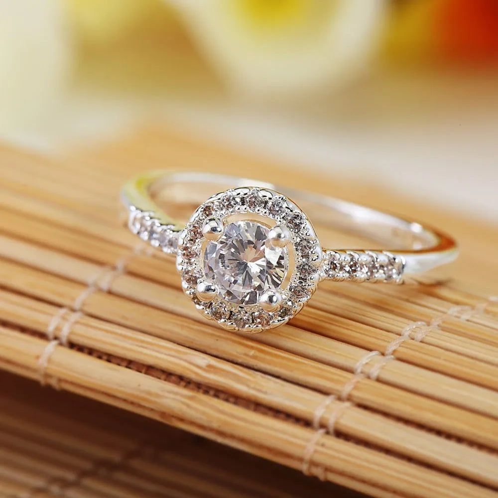 Hot trend 925 sterling Silver crystal pendant necklace earring ring for women Fashion Party wedding accessories Gift Jewelry set