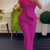 3736# Latest Design Party Jumpsuit Women Off Shoulder High Waist Beaded Feather Decoration Wide Leg Jumpsuit for Ladies