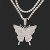 Vergoldete Kristall-Strass Schmetterling Anhänger Fußkettchen für Frauen, mehrschichtige große Strass Tennis-Kette Fußschmuck