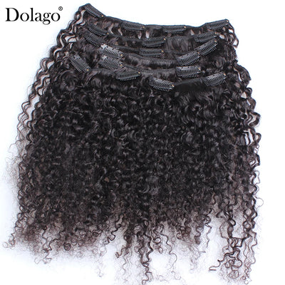 3B 3C Afro Kinky Curly Clip-In Echthaarverlängerungen Afro Kinky Curly Clip-Ins Bündel für schwarze Frauen 4A Dolago Full Head Sets