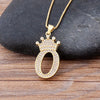 Nidin New Luxury Copper Zircon A-Z Crown Alphabet Pendant Chain Necklace Hip-Hop Style Fashion Woman Man Initial Name Jewelry