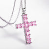 Huitan Hot Sale Female Cross Necklace Inlaid White/Pink Cubic Zirconia Fashionable Versatile Women Necklace for Party Jewelry