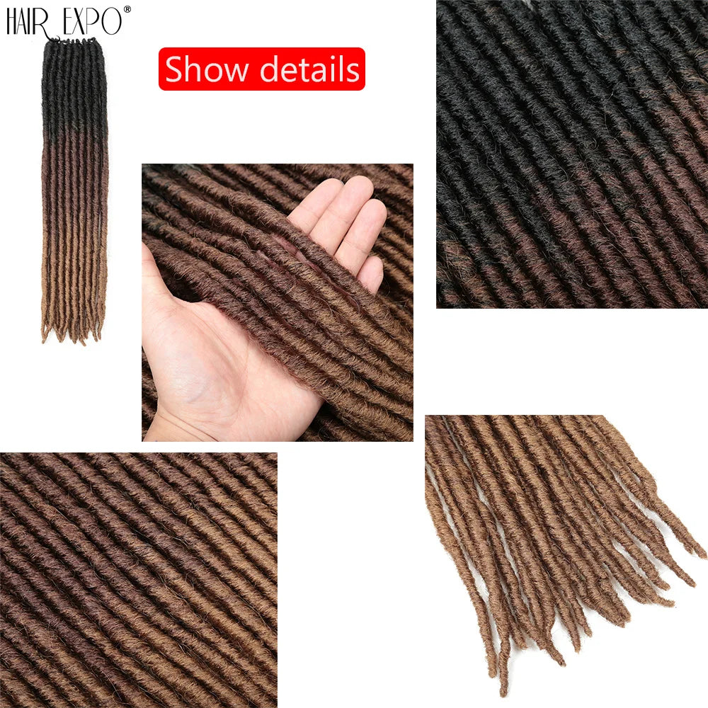 18"Synthetic Faux Locs Crochet Braids Hair Knotless Dreadlocks Straight Gypsy Locs Hair Ombre Braiding Hair Extensions For Women