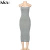 Kliou Trägerloser rückenfreier sexy Bodycon-Midikleid Neu Damen High Waist gestreifte Kleider Eleganz Mode Partykleidung