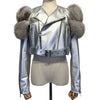 GO BALLISTIC YA Women Leather Jacket With Fur Sleeve Fashion Ladies Crop Jacket