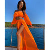 NEU Damen Strand 2-teilige Bikini-Überwürfe Badeanzug schulterfreies Oberteil + hoch tailliertes Kleid Sexy Damen Schwimm-Überzug Badeanzug