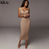 Kliou Trägerloser rückenfreier sexy Bodycon-Midikleid Neu Damen High Waist gestreifte Kleider Eleganz Mode Partykleidung