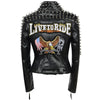 SX Occident Fashion women Club hot style Stud slim fit jacket shoulder rivets zip stitching short PU leather rock coat