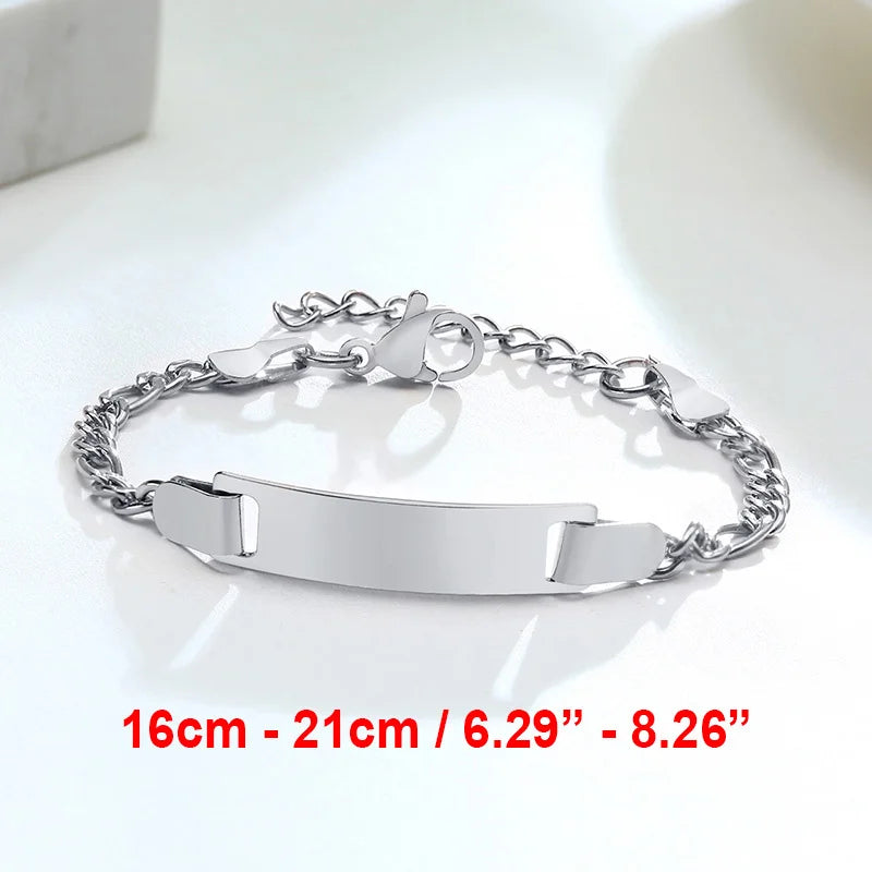 Vnox Personalize Mom Daughter Son Name Bracelets Non Allergy Stainless Steel Baptism Custom Love Baby Gifts Adjustable Jewelry