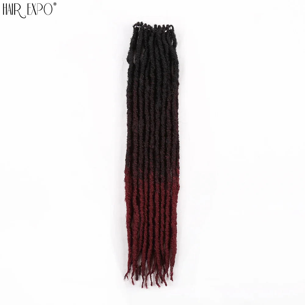 18"Synthetic Faux Locs Crochet Braids Hair Knotless Dreadlocks Straight Gypsy Locs Hair Ombre Braiding Hair Extensions For Women