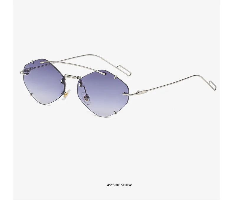 Randlose Diamant-Sonnenbrille Quadratisch Damen Herren Retro-Sonnenbrille Designerbrille UV400 Shades Oculos Weibliche Gafas