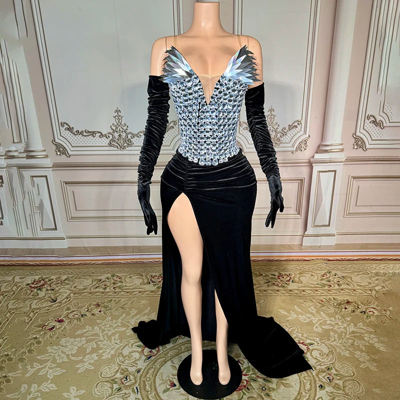 Novance Y4065 Elegantes Abendkleid 2024 mit Handschuhen Damenbekleidung Sexy Club für Party Trägerlose Kleidung Luxus