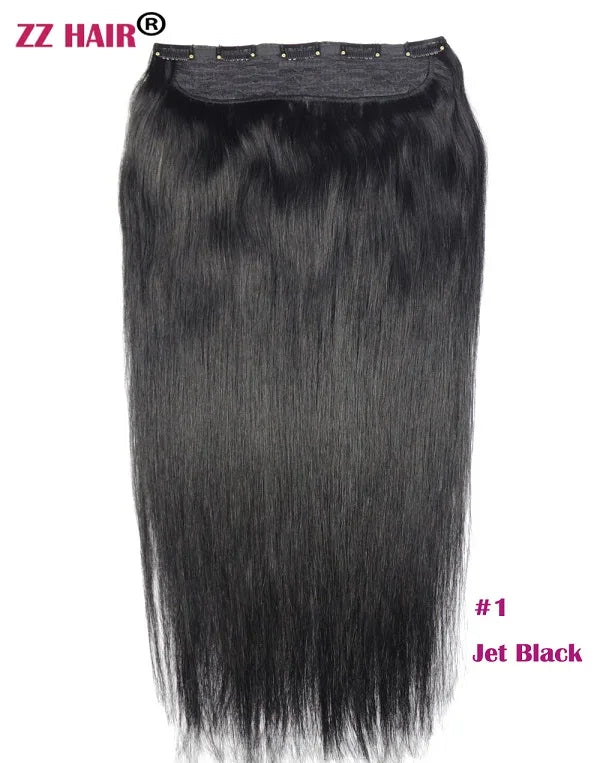ZZHAIR 100% Brazilian Human Remy Hair Extensions 16"-26" 1Pcs Set 100g-200g One Piece 5 Clips In Natural Straight