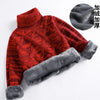 boys Plus velvet Warm turtleneck sweater Pullovers plush inside Thicken sweaters girls Winter Autumn Knitted Loose jacket 2-10Y