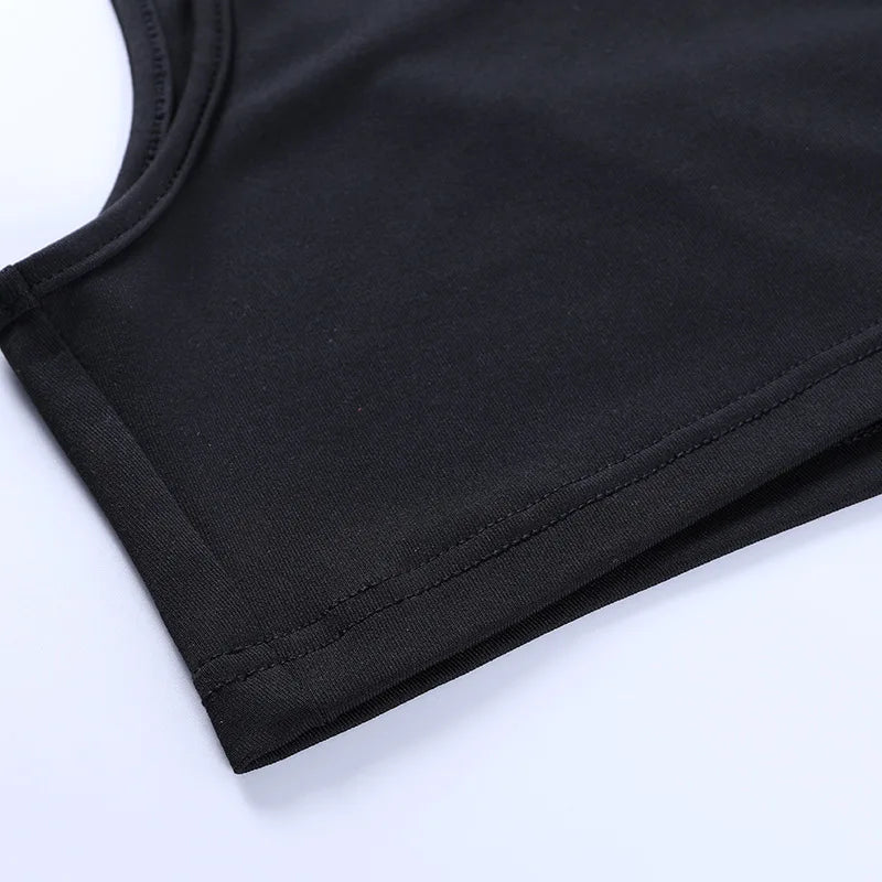 Sexy Solid Color Hanging Neck Bandage V-neck Off Shoulder Crop Tops 2021 Summer Women Fashion Casual Black Halter Vest Comfort