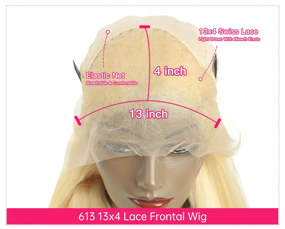 13x4 13x6 360 HD Transparent 613 Lace Frontal Wig Honey Blonde Color Brazilian Raw Body Wave Lace Front Human Hair Wig For Women