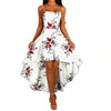 Women Holiday Floral Print Long Dresses Summer Spaghetti Strap Beach Swing Party A Line Dress Sexy Backless Irregular Dress Robe
