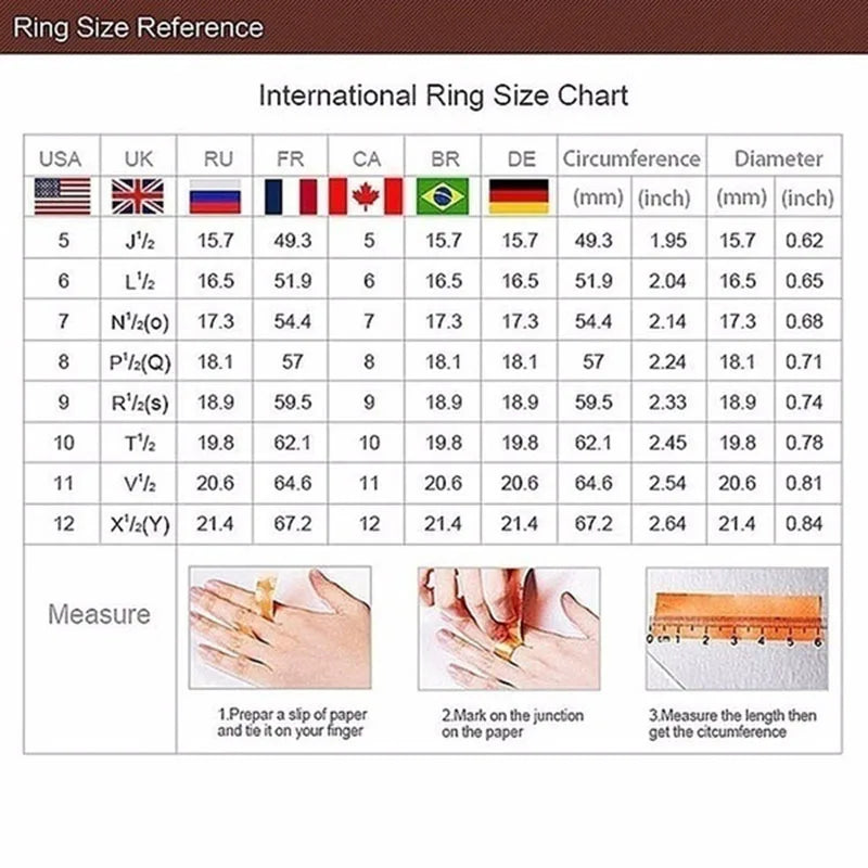 Elegant  Gold Color Hip Hop Ring for Women Fashion Inlaid Zircon Red Stones Wedding Rings Set Party Bridal Engagement Jewelry