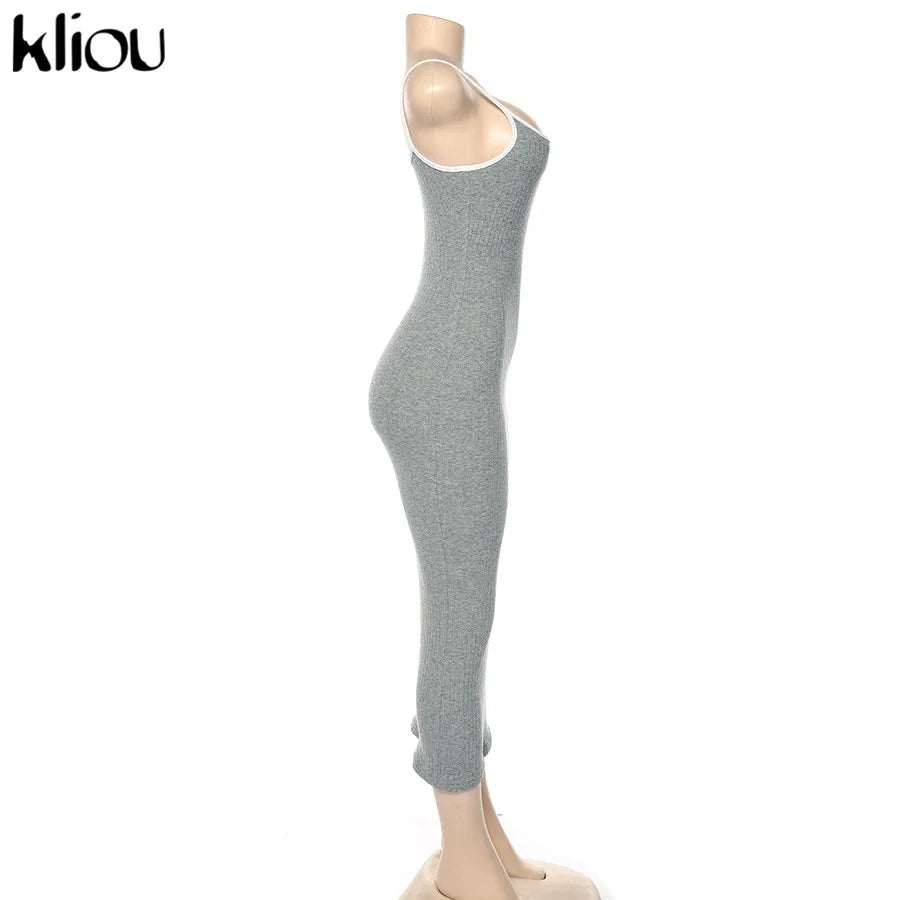 Kliou Trägerloser rückenfreier sexy Bodycon-Midikleid Neu Damen High Waist gestreifte Kleider Eleganz Mode Partykleidung