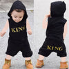 0-36M Baby Boys Clothes Set Letter King Print Hoodie For Boys Solid Black Sleeveless Sweatshirt Boys Pants Outfits Baby Boy Set