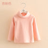 2025 Spring Autumn 2-10 Years Children'S Candy Color Sweet Long Sleeve High Neck Unisex Kids Girl Boy Basic Turtleneck T-Shirt