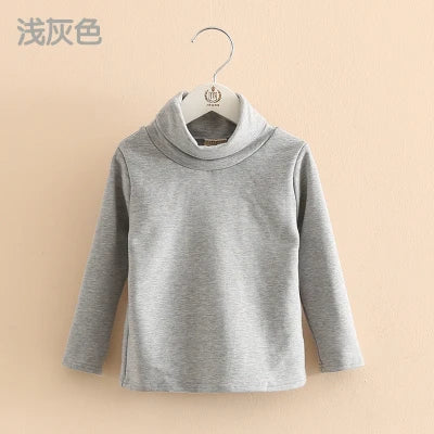 2025 Spring Autumn 2-10 Years Children'S Candy Color Sweet Long Sleeve High Neck Unisex Kids Girl Boy Basic Turtleneck T-Shirt