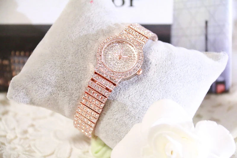 BS Women Watch Famous Luxury Brands Diamond Ladies Wrist Watches Female Small Wristwatch Rose Gold Watch Women Montre Femme 2022
