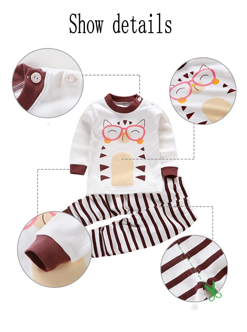 2024 Spring Autumn New Baby Clothing Set Cartoon Cotton Baby Boys Clothing Girls Suit Set 0-3 Year Baby Clothes
