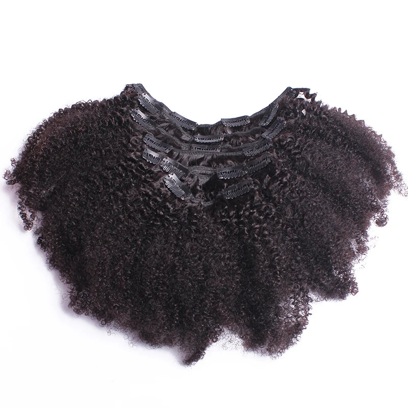 4B 4C Afro Kinky Curly Clip-In Echthaar-Extensions 100 % mongolisches unbehandeltes Haar Echtes menschliches Naturhaar Schwarz Clip-Ins Afro-Bündel YouMay