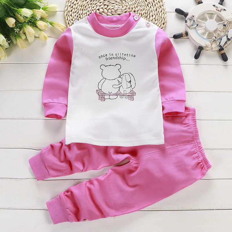 2024 Spring Autumn New Baby Clothing Set Cartoon Cotton Baby Boys Clothing Girls Suit Set 0-3 Year Baby Clothes