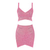 BEAUKEY Qualität 2-teiliges Set glänzendes Metallic Roségold Bodycon Top & Rock Neues Mini Kurzes Sexy Party Nachtclub Set