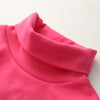 2025 Spring Autumn 2-10 Years Children'S Candy Color Sweet Long Sleeve High Neck Unisex Kids Girl Boy Basic Turtleneck T-Shirt