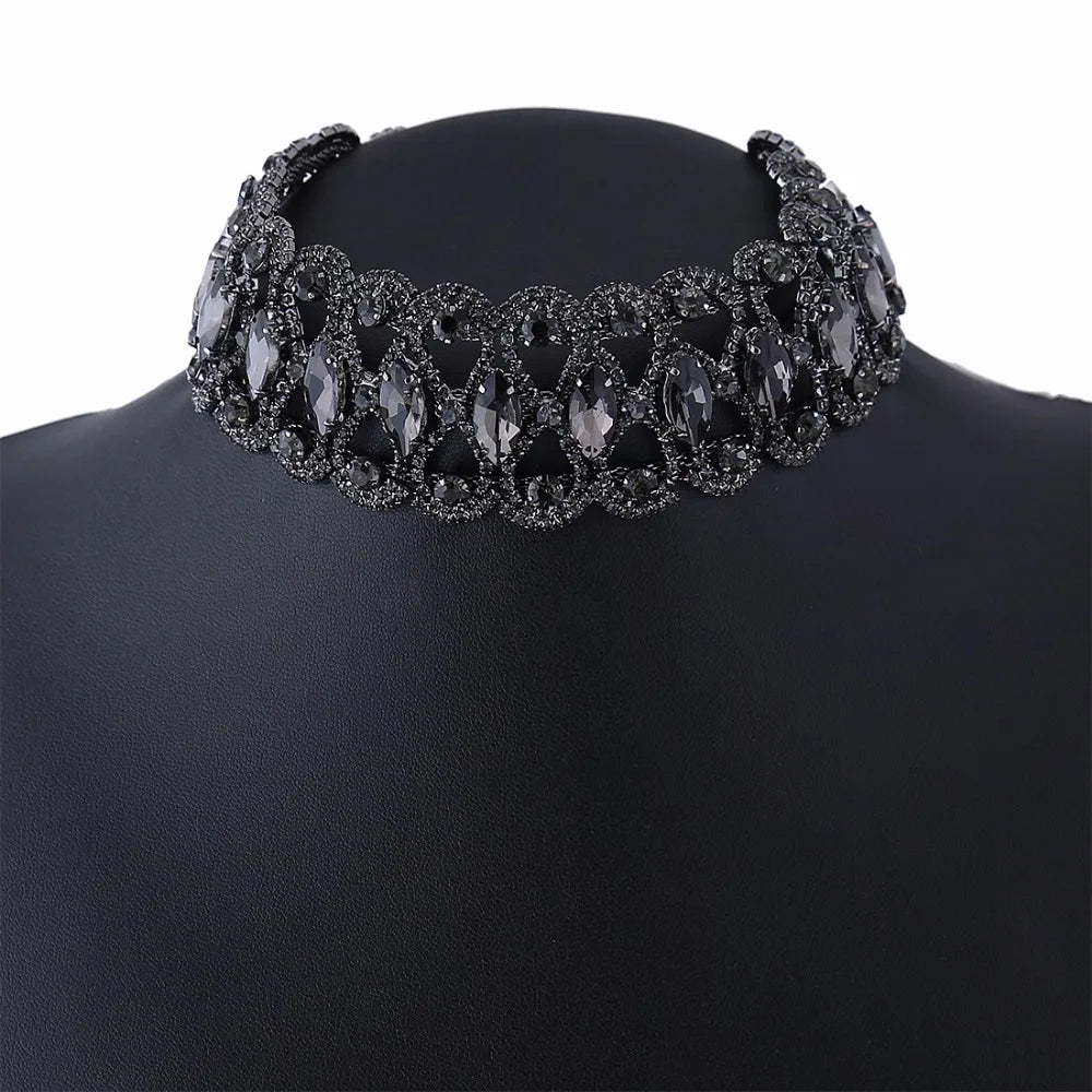 Strass Choker Halskette 2023 Statement-Halsketten für Damen Große Mode Halskette Kragen Party Chunky Halskette Collier Bijoux