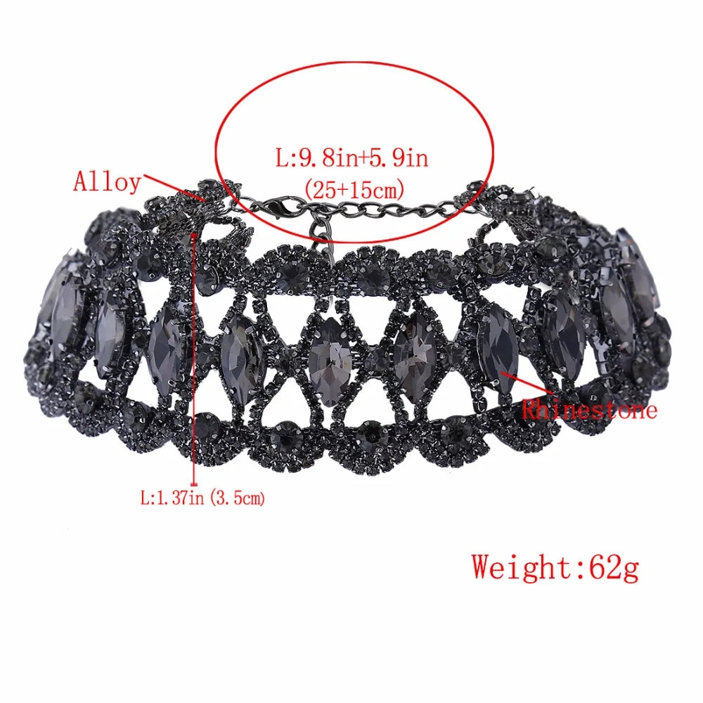 Strass Choker Halskette 2023 Statement-Halsketten für Damen Große Mode Halskette Kragen Party Chunky Halskette Collier Bijoux