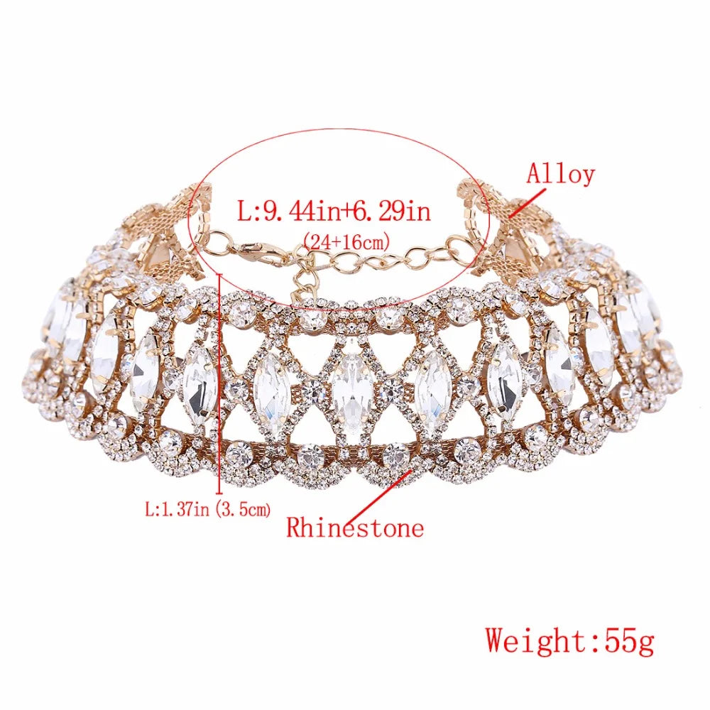 Strass Choker Halskette 2023 Statement-Halsketten für Damen Große Mode Halskette Kragen Party Chunky Halskette Collier Bijoux