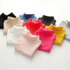 2025 Spring Autumn 2-10 Years Children'S Candy Color Sweet Long Sleeve High Neck Unisex Kids Girl Boy Basic Turtleneck T-Shirt