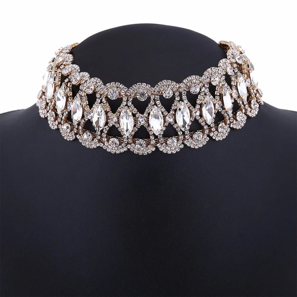 Strass Choker Halskette 2023 Statement-Halsketten für Damen Große Mode Halskette Kragen Party Chunky Halskette Collier Bijoux