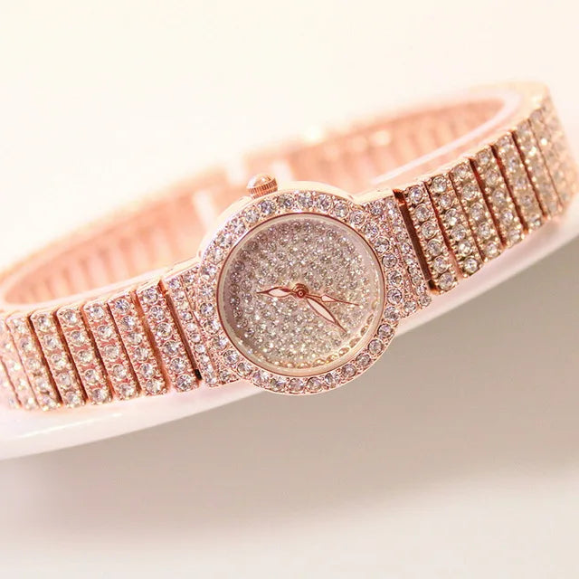 BS Damen Uhren Berühmte Luxusmarken Diamant Damenuhren Weibliche Kleine Armbanduhr Roségold Uhr Damen Montre Femme 2022