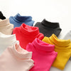 2025 Spring Autumn 2-10 Years Children'S Candy Color Sweet Long Sleeve High Neck Unisex Kids Girl Boy Basic Turtleneck T-Shirt