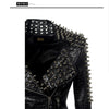SX Occident Fashion women Club hot style Stud slim fit jacket shoulder rivets zip stitching short PU leather rock coat