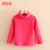 2025 Spring Autumn 2-10 Years Children'S Candy Color Sweet Long Sleeve High Neck Unisex Kids Girl Boy Basic Turtleneck T-Shirt