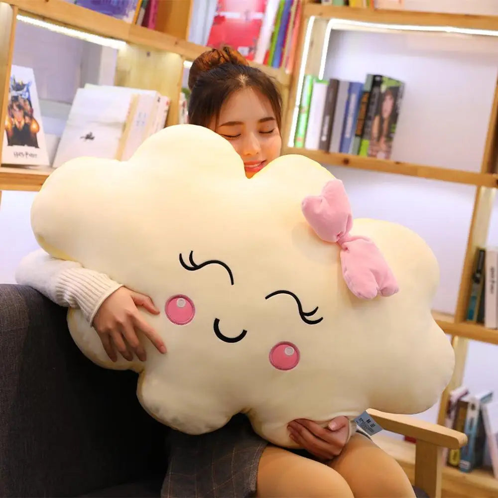 Riesiges Wolkenkissen im neuen Kawaii-Stil, weiches Plüschkissen, Wolken-Plüschtier mit Lächeln für Kinder, Babys, Mädchen, schönes Geschenk