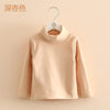 2025 Spring Autumn 2-10 Years Children'S Candy Color Sweet Long Sleeve High Neck Unisex Kids Girl Boy Basic Turtleneck T-Shirt