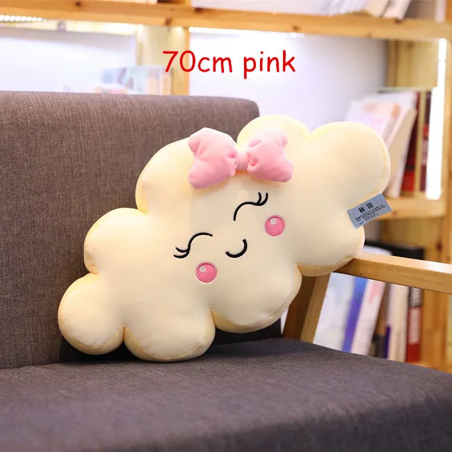 Riesiges Wolkenkissen im neuen Kawaii-Stil, weiches Plüschkissen, Wolken-Plüschtier mit Lächeln für Kinder, Babys, Mädchen, schönes Geschenk