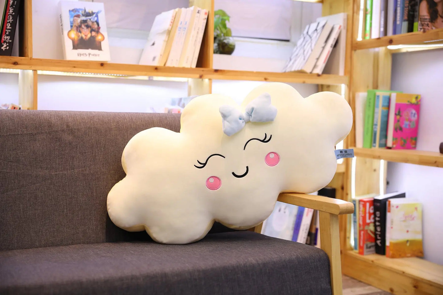Riesiges Wolkenkissen im neuen Kawaii-Stil, weiches Plüschkissen, Wolken-Plüschtier mit Lächeln für Kinder, Babys, Mädchen, schönes Geschenk