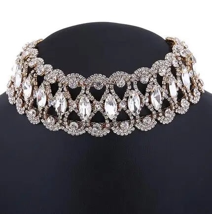 Strass Choker Halskette 2023 Statement-Halsketten für Damen Große Mode Halskette Kragen Party Chunky Halskette Collier Bijoux
