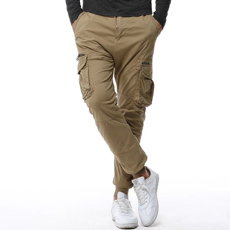 2025 Fashion Spring Mens Tactical Cargo Pants Men Joggers Army Military Casual Cotton Pants Hip Hop Ribbon Male army Trousers 38