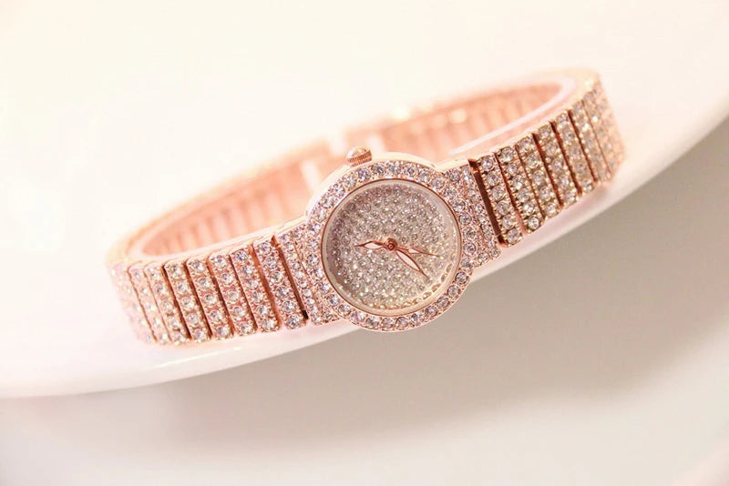 BS Women Watch Famous Luxury Brands Diamond Ladies Wrist Watches Female Small Wristwatch Rose Gold Watch Women Montre Femme 2022