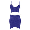 BEAUKEY Qualität 2-teiliges Set glänzendes Metallic Roségold Bodycon Top & Rock Neues Mini Kurzes Sexy Party Nachtclub Set