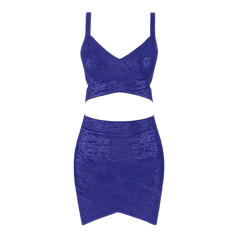 BEAUKEY Qualität 2-teiliges Set glänzendes Metallic Roségold Bodycon Top & Rock Neues Mini Kurzes Sexy Party Nachtclub Set